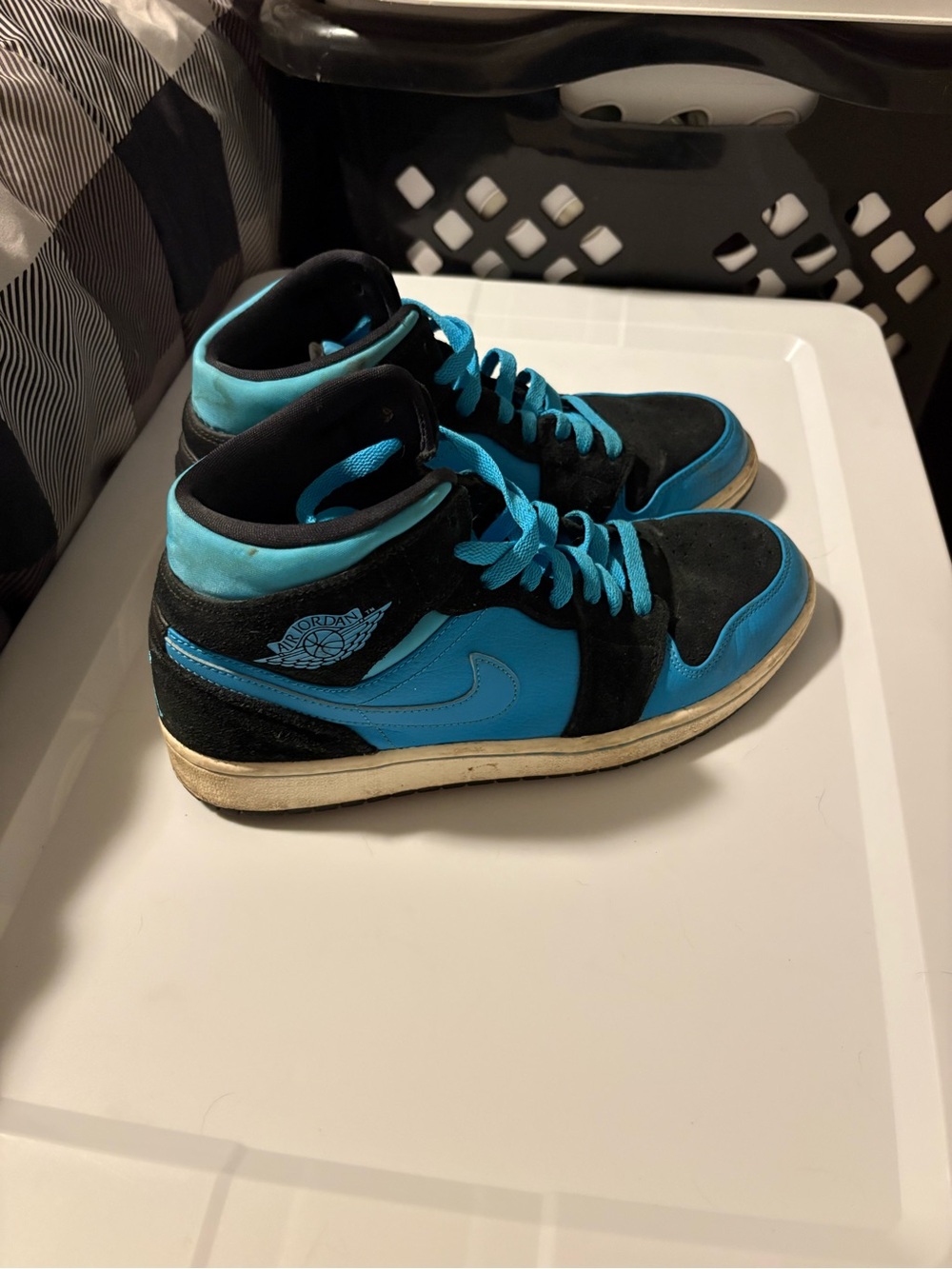 Jordan Mid-Top Sneakers in Black and Bright Blue